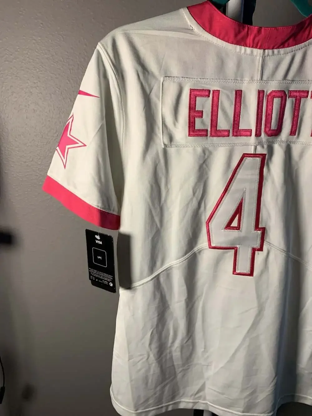 Nike Dallas Cowboys Elliott #4 White Pink NFL On Field Women's Jersey
